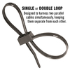 Us Cable Ties Cable Tie, 8 in., Double Head, UV Black Nylon, 100PK DH8B100